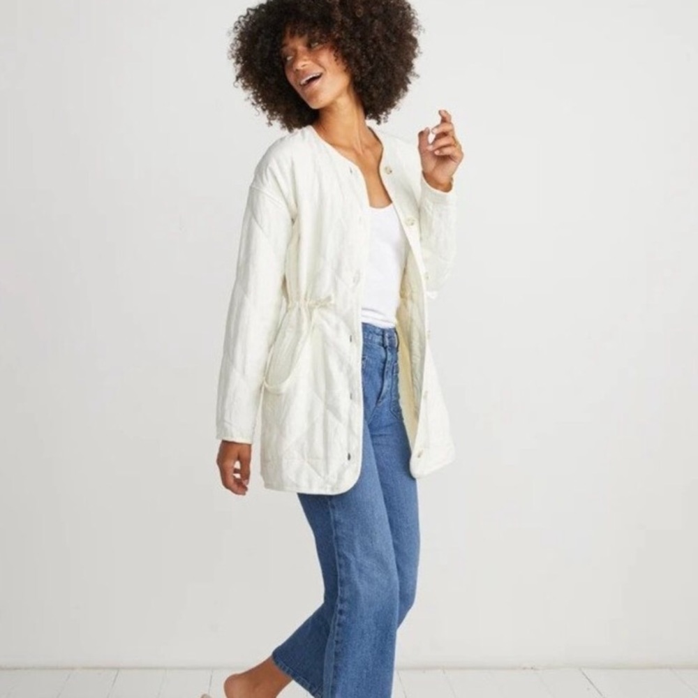 Marine Layer Tiff Quilted White Linen Jacket - Picture 2 of 3